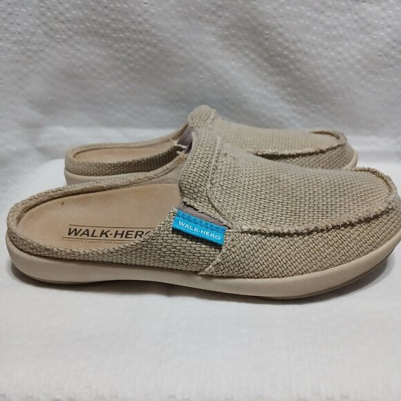 WOMENS WALK HERO BEIGE CANVAS ARCH SUPPORT SPORTY SHOE MULES SIZE 6 - Picture 4 of 10